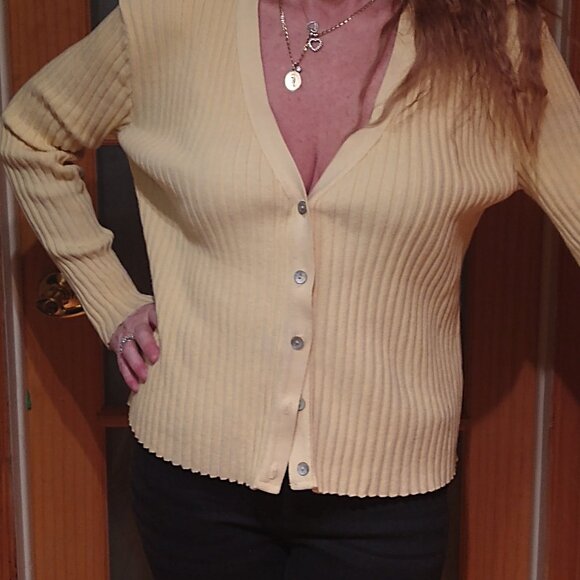 Blush by Spiegel light yellow ribbed sweater - Picture 1 of 4